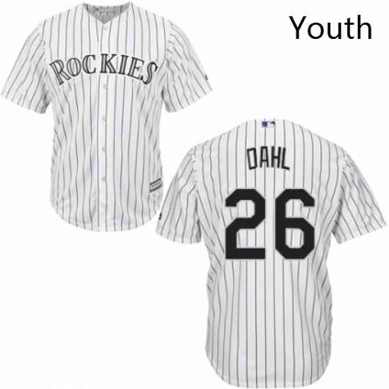 Youth Majestic Colorado Rockies 26 David Dahl Replica White Home Cool Base MLB Jersey